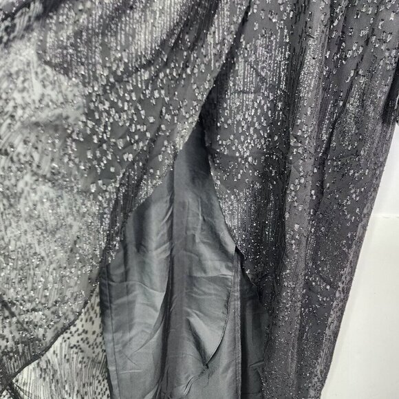 BHLDN Anthropologie Dress V Neck Long Sleeve Black‎ Sequin Empire Waist Size 6 - Picture 8 of 13